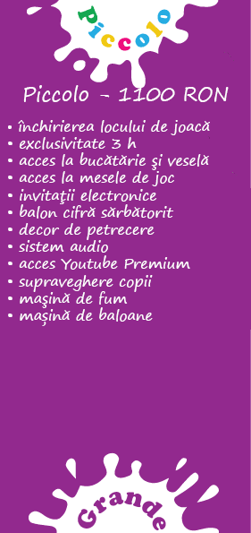 Oferte petreceri copii - Pechet Piccolo Aniversari Copii Bucuresti Sector 3